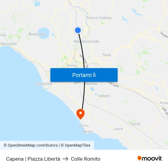 Capena | Piazza Libertà to Colle Romito map
