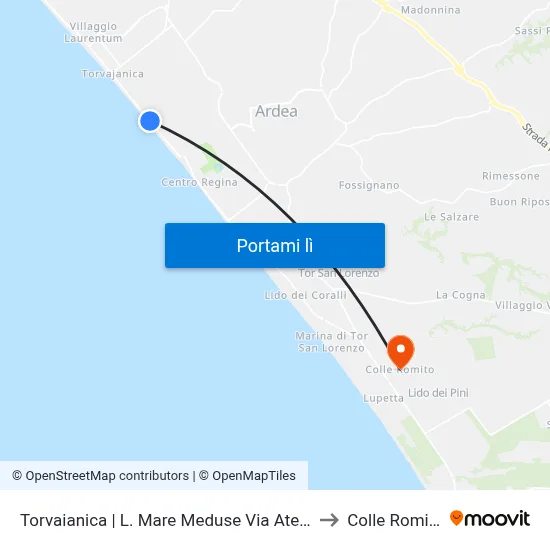 Torvaianica | L. Mare Meduse Via Atene to Colle Romito map