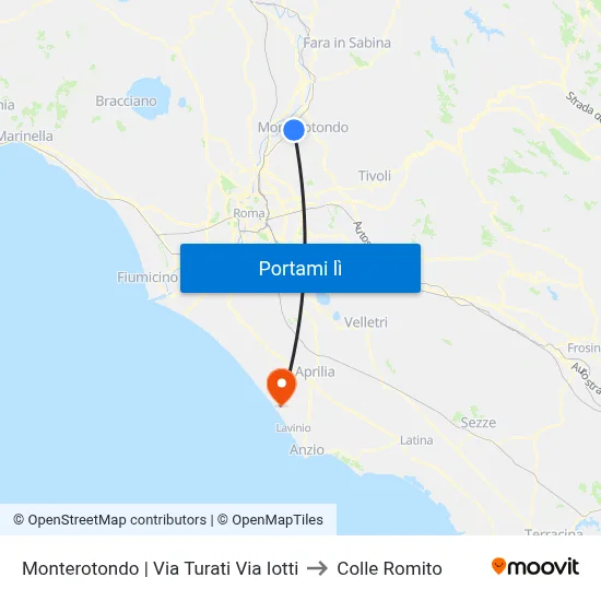 Monterotondo | Via Turati Via Iotti to Colle Romito map