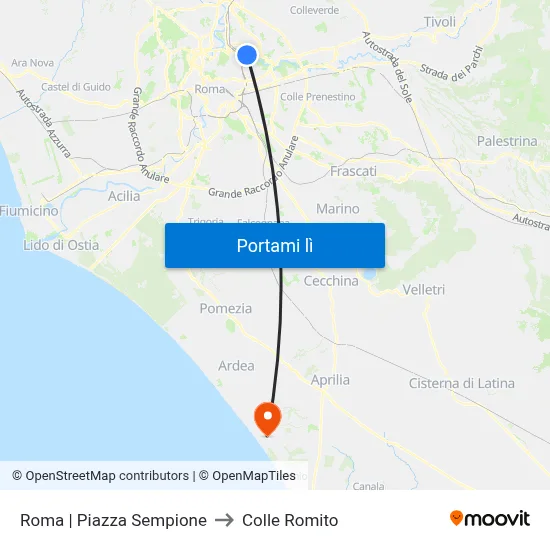 Roma | Piazza Sempione to Colle Romito map