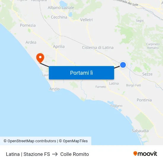 Latina | Stazione FS to Colle Romito map