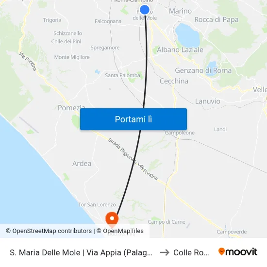 S. Maria Delle Mole | Via Appia (Palaghiaccio) to Colle Romito map