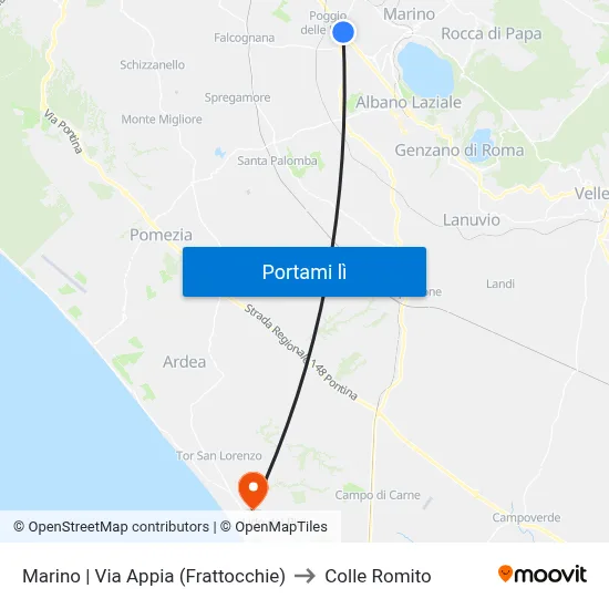Marino | Via Appia (Frattocchie) to Colle Romito map