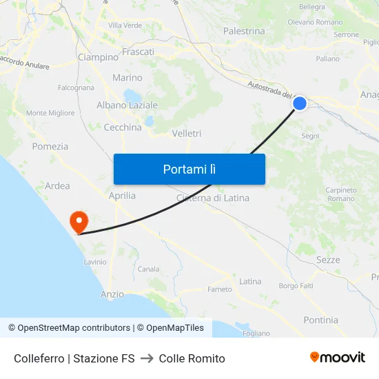 Colleferro | Stazione FS to Colle Romito map