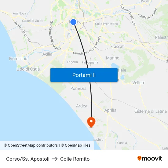 Corso/Ss. Apostoli to Colle Romito map