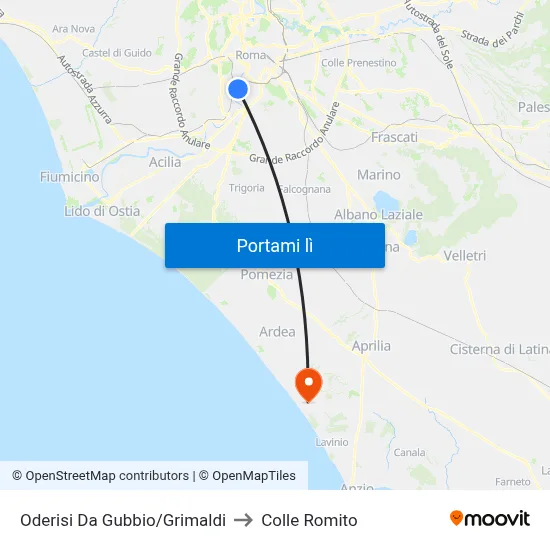 Oderisi Da Gubbio/Grimaldi to Colle Romito map