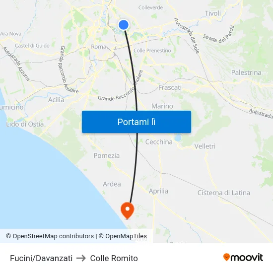 Fucini/Davanzati to Colle Romito map