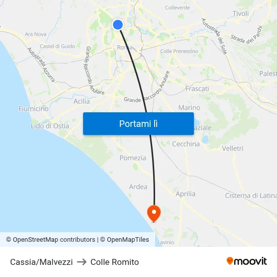 Cassia/Malvezzi to Colle Romito map
