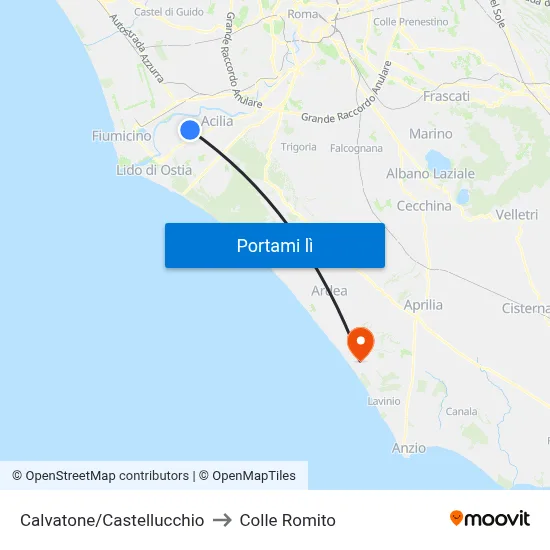Calvatone/Castellucchio to Colle Romito map