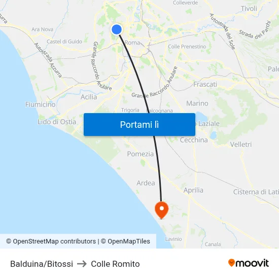 Balduina/Bitossi to Colle Romito map