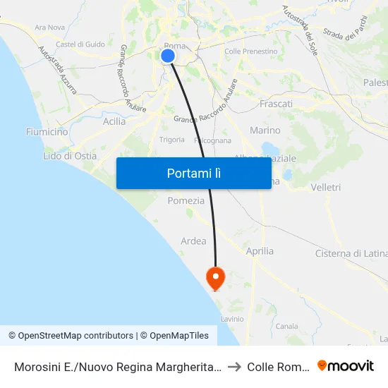 Morosini E./Nuovo Regina Margherita (H) to Colle Romito map