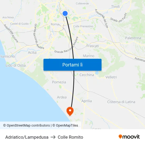Adriatico/Lampedusa to Colle Romito map
