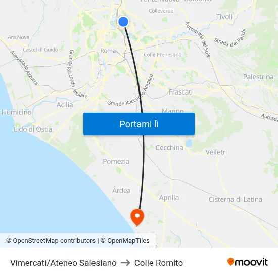 Vimercati/Ateneo Salesiano to Colle Romito map