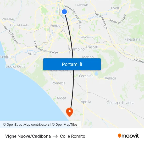 Vigne Nuove/Cadibona to Colle Romito map