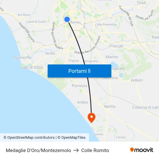 Medaglie D'Oro/Montezemolo to Colle Romito map