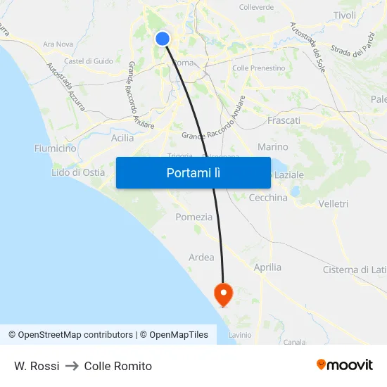 W. Rossi to Colle Romito map