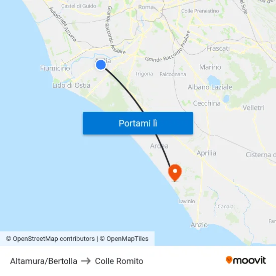 Altamura/Bertolla to Colle Romito map