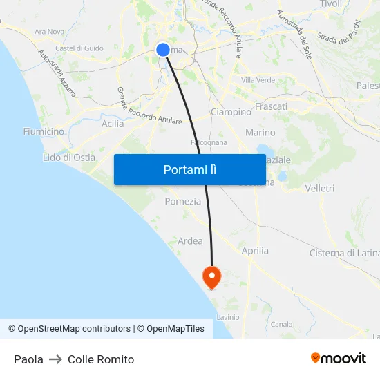Paola to Colle Romito map