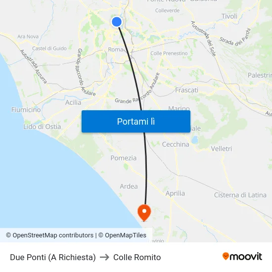 Due Ponti (A Richiesta) to Colle Romito map