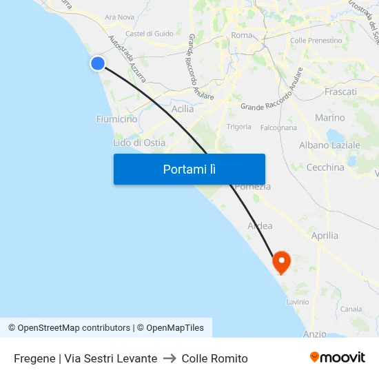 Fregene | Via Sestri Levante to Colle Romito map