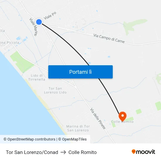 Tor San Lorenzo/Conad to Colle Romito map