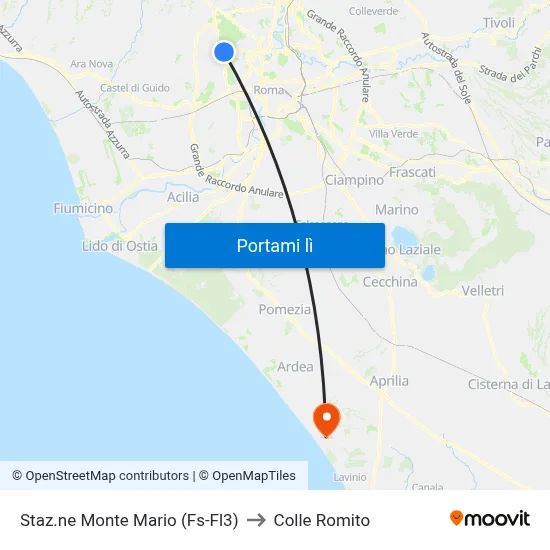 Staz.ne Monte Mario (Fs-Fl3) to Colle Romito map