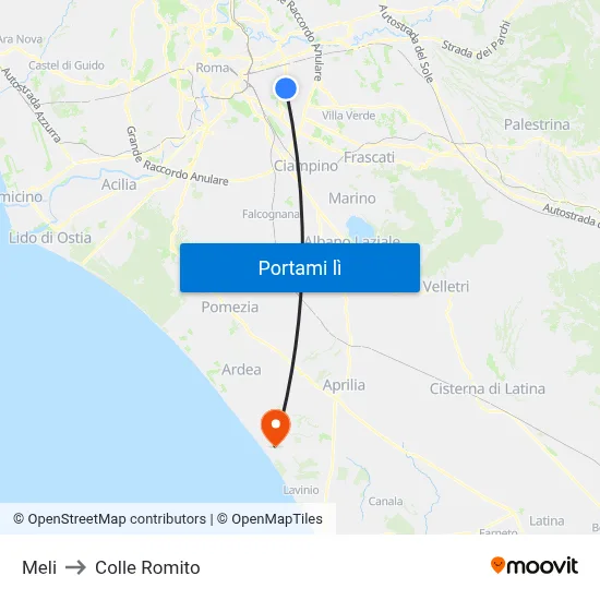 Meli to Colle Romito map
