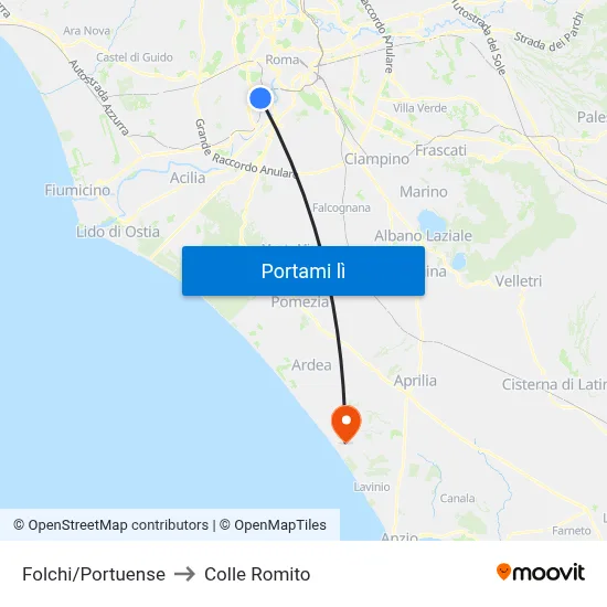 Folchi/Portuense to Colle Romito map