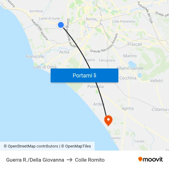 Guerra R./Della Giovanna to Colle Romito map