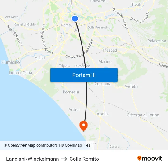Lanciani/Winckelmann to Colle Romito map
