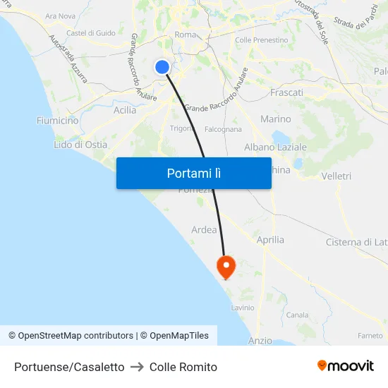 Portuense/Casaletto to Colle Romito map