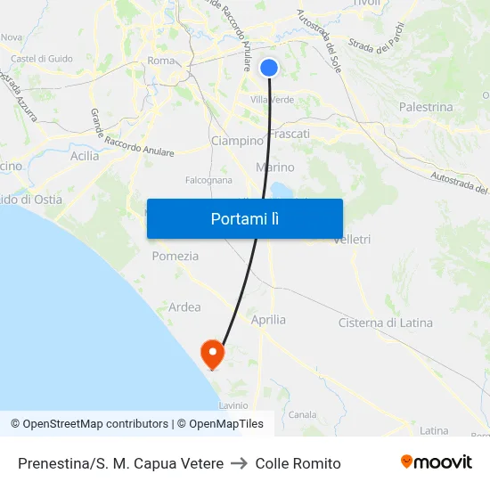 Prenestina/S. M. Capua Vetere to Colle Romito map