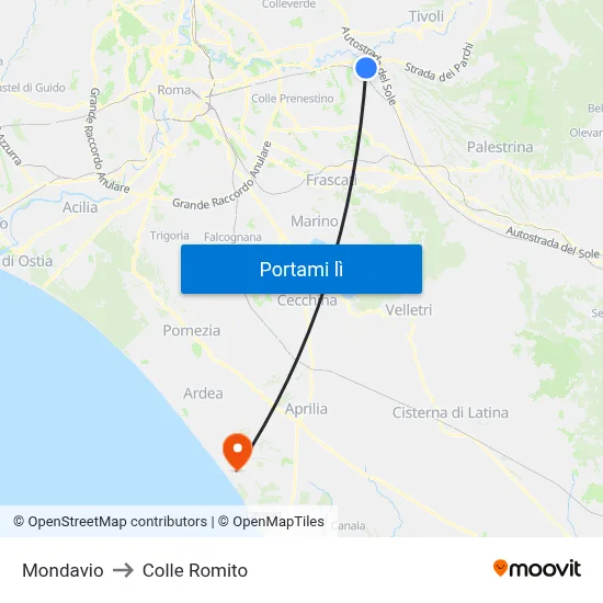 Mondavio to Colle Romito map