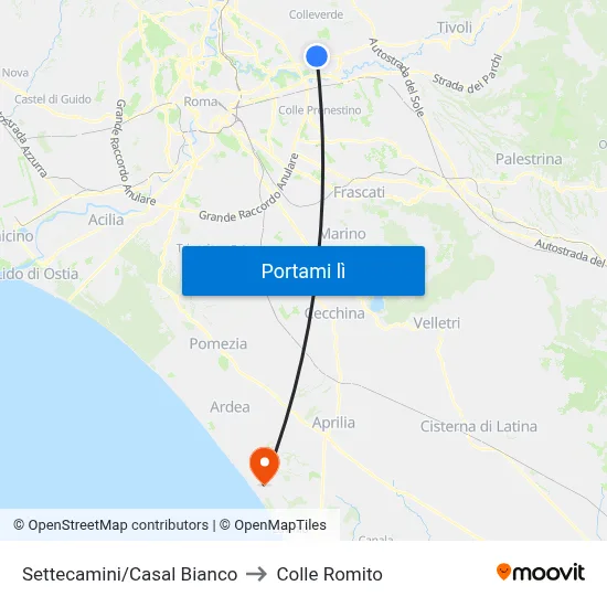 Settecamini/Casal Bianco to Colle Romito map
