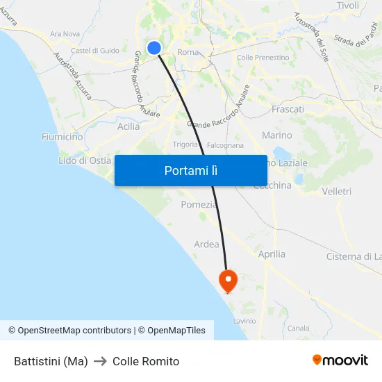 Battistini (Ma) to Colle Romito map