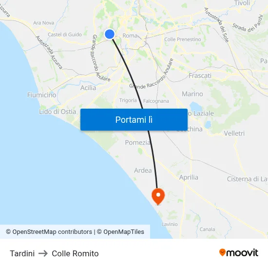 Tardini to Colle Romito map