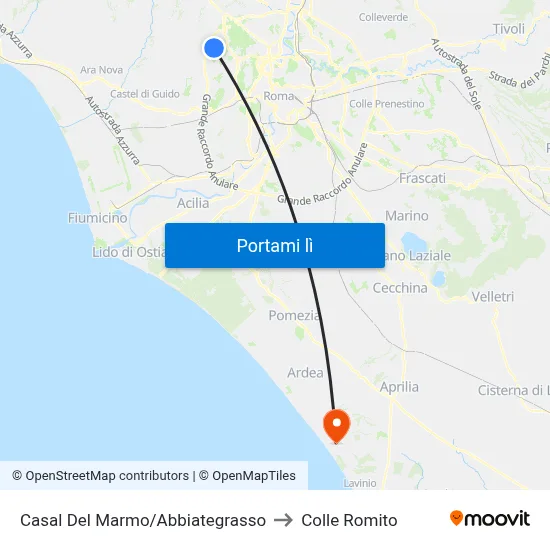 Casal Del Marmo/Abbiategrasso to Colle Romito map