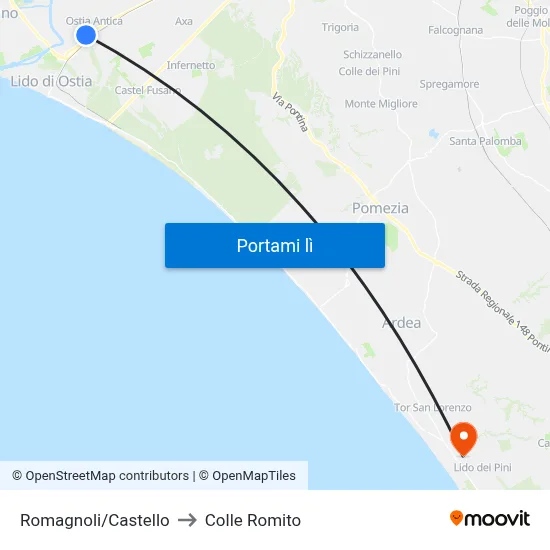 Romagnoli/Castello to Colle Romito map