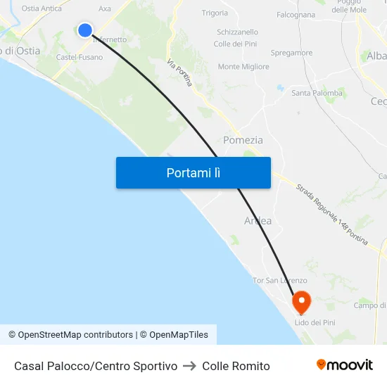 Casal Palocco/Centro Sportivo to Colle Romito map