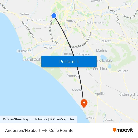 Andersen/Flaubert to Colle Romito map