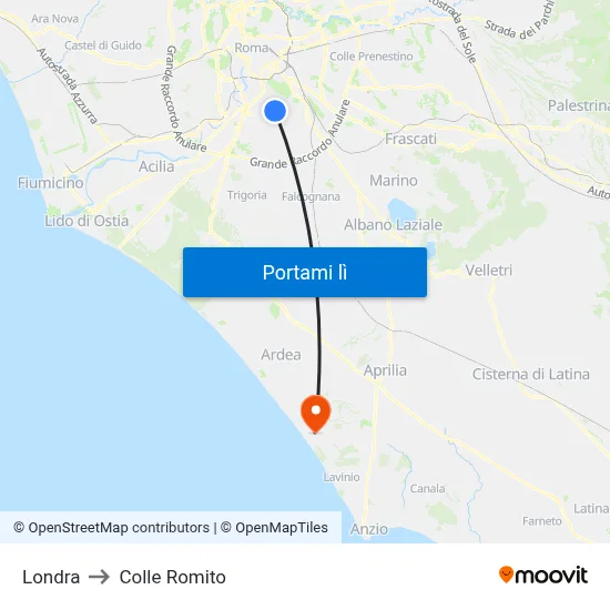Londra to Colle Romito map