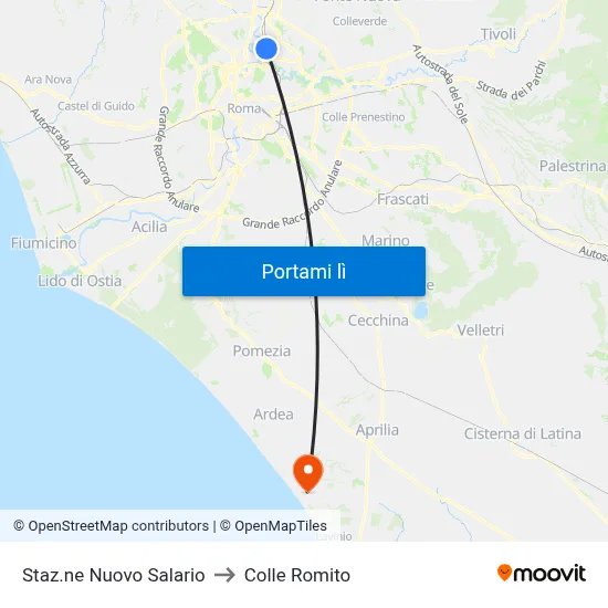 Staz.ne Nuovo Salario to Colle Romito map