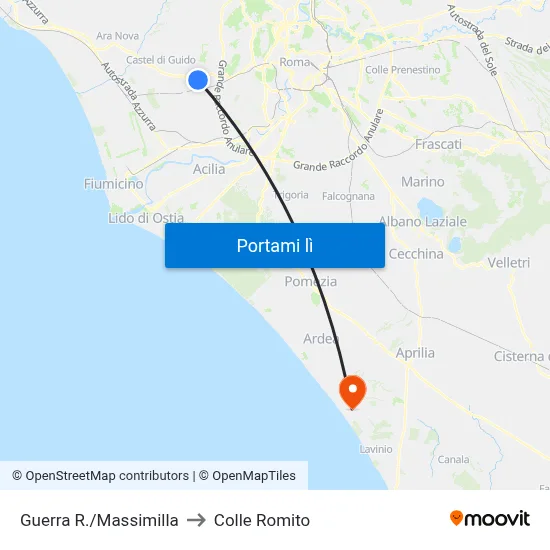 Guerra R./Massimilla to Colle Romito map