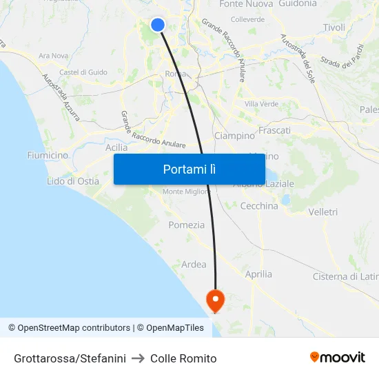 Grottarossa/Stefanini to Colle Romito map