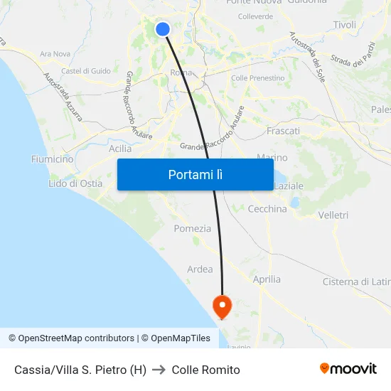 Cassia/Villa S. Pietro (H) to Colle Romito map