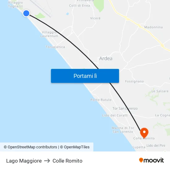 Lago Maggiore to Colle Romito map