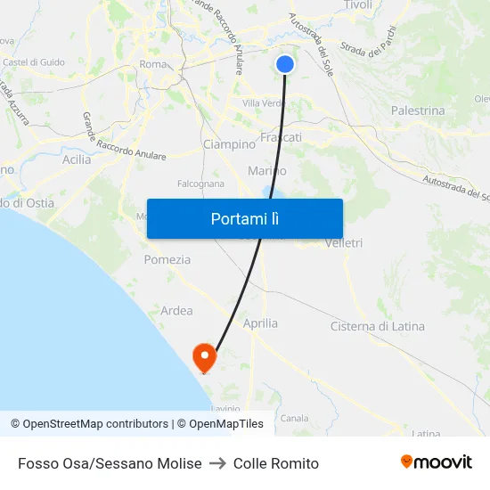 Fosso Osa/Sessano Molise to Colle Romito map