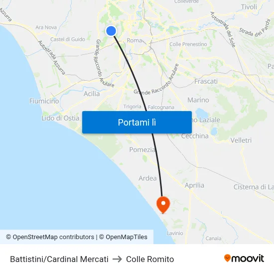 Battistini/Cardinal Mercati to Colle Romito map