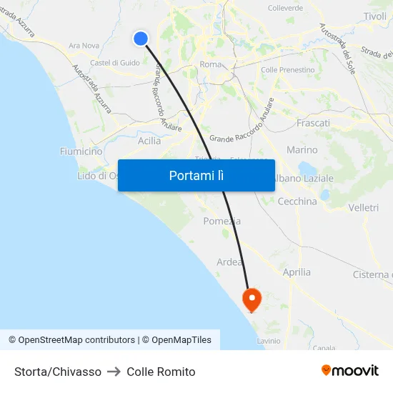 Storta/Chivasso to Colle Romito map