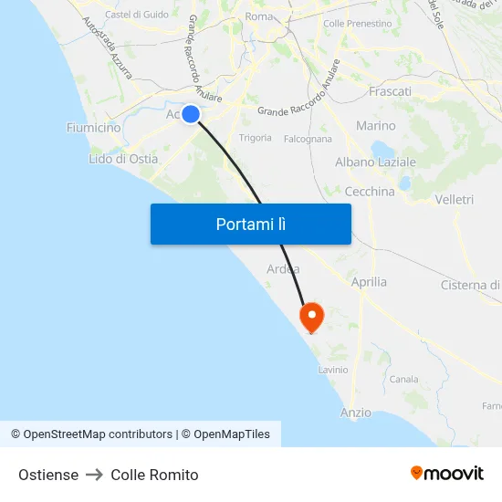 Ostiense to Colle Romito map